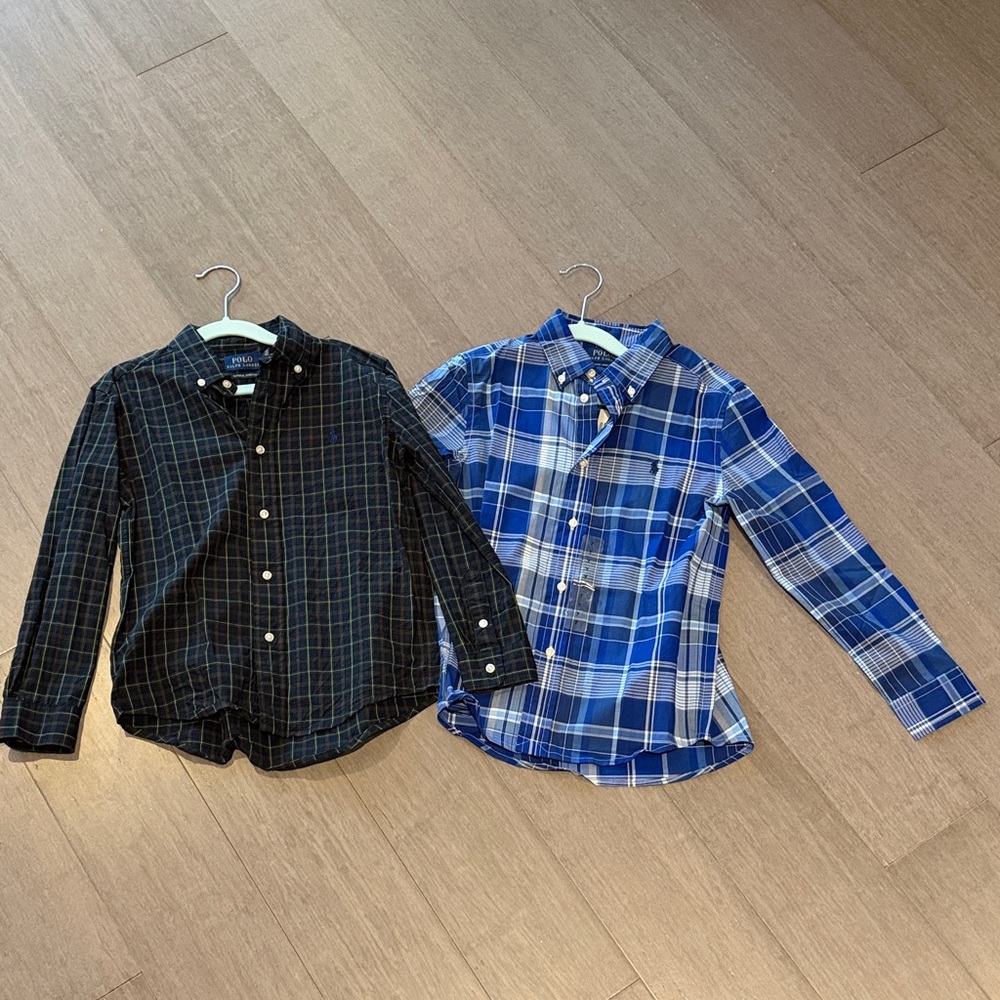 Ralph Lauren Plaid Kids Shirts - Black and Blue Size 7 (Blue NWT)